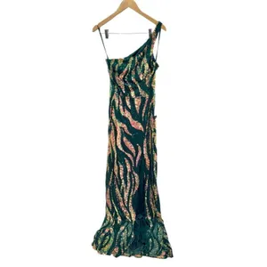 City‎ Studio Dress Juniors' Sequin One-Shoulder Slit Gown Size 11 Green Gold NWT thumbnail 3