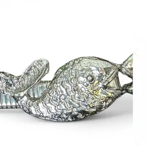 silver-tone belt with two fish heads that connect at the center. thumbnail 7
