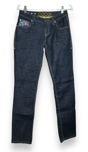 COOGI Rhinestone Embellished Butt Jeans Low Rise Straight‎ Leg Sz 5/6 Y2K Blue thumbnail 1