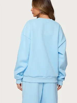 NWT Edikted Love Oversized Sweatshirt light blue size medium thumbnail 3