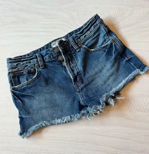 Free People FP Denim High Rise Button-Fly Cutoff Shorts Size 24 thumbnail 1