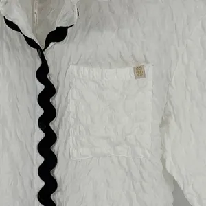 Simply Southern White Seersucker Pajama Set Short Sleeve Black Trim‎ Small NWT thumbnail 10