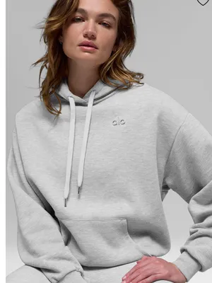 Alo Yoga Heather Grey Accolade Oversized Hoodie Sweatshirt Size XS thumbnail 1