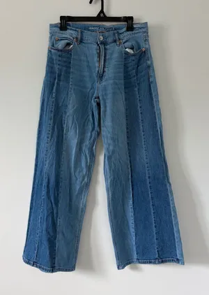 American Eagle Low Rise Ultra Wide Leg Baggy y2k punk grunge Jeans Blue 8 thumbnail 1