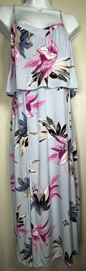 O'Neill Milly Periwinkle Blue Floral Print Maxi Dress Size Small thumbnail 6