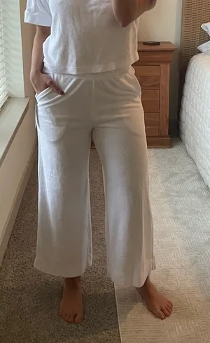 Stateside White Wide-Leg Terry Pants thumbnail 1