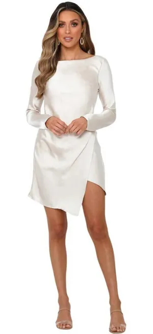 Hello Molly Expressed Permission Mini Dress Women's XS 2 Champagne Satin NWT thumbnail 1