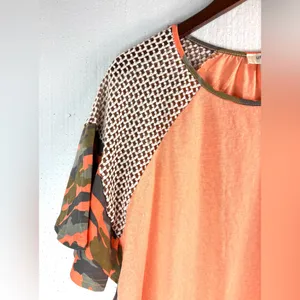 Umgee S Mixed Media Ruffle Vibrant Orange Women's Top thumbnail 4
