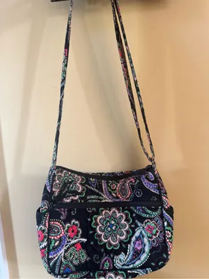 Vera Bradley Quilted Paisley Crossbody in Navy with Pink, Green & Blue Accents thumbnail 2