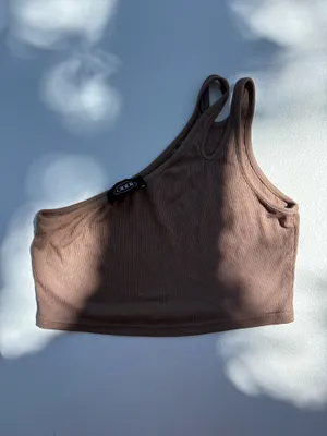 Brown asymmetrical Cider crop top thumbnail 2