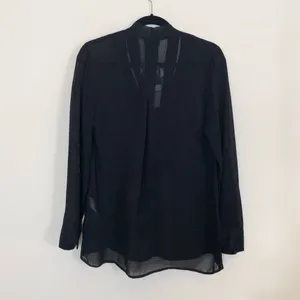 NWT Sheer Black Tie Neck Blouse thumbnail 5