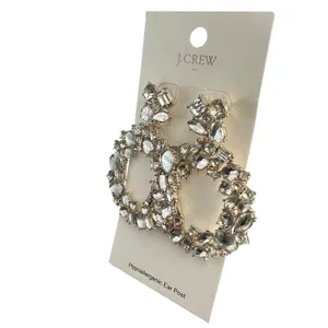 J. Crew Crystal Wreath Earrings Clear Rhinestone White thumbnail 3