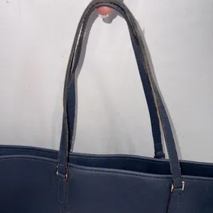 Rowallan‎ Large Old Money Minimalist Navy Blue Canvas Tote Purse thumbnail 8