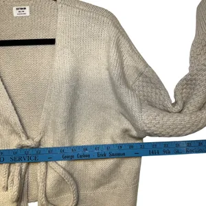 Cotton On Oversized‎ Cream Cropped Tie Front Balloon Sleeve Knit Cardigan XS thumbnail 6