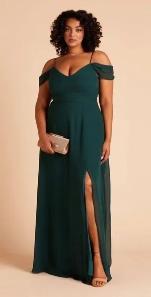 BIRDY GREY Devin Convertible Chiffon Dress In Emerald thumbnail 1