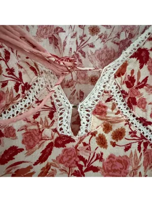 Free People Odette Printed Tunic Top Pink Pedal Combo size medium thumbnail 9