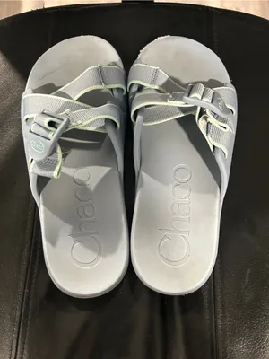 Chacos Women Pale Blue Slide Sandals with Mint Trim thumbnail 4