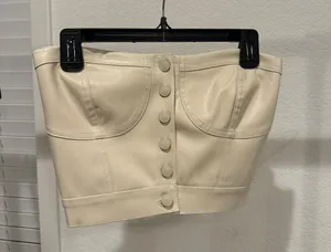 Cream Leather Top Tan thumbnail 1
