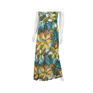 SANGRIA Lined Colorful FLORAL CHIFFON Gathered Neckline/Waist Zip MAXI Dress‎ 10 thumbnail 4