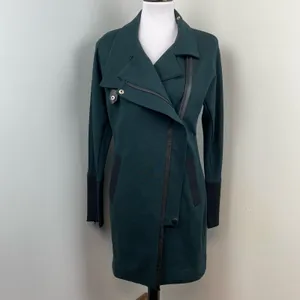 New CABI Dark Green Renaissance Asymmetrical Zip Long Jacket Small 3725 thumbnail 4