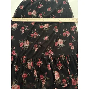 Thyme & Honey Midi Skirt Size S Black Floral Mesh Ruffle Whimsigoth Dark Romance thumbnail 7
