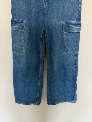 Reformation Cary Cargo High Rise Slouchy Wide Leg Jeans Size 29 Medium Wash thumbnail 5