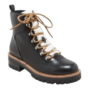 A New Day Combat Boots Womens 10 Black Faux Fur Trim Lug Sole Zipper Hiking Moto thumbnail 1