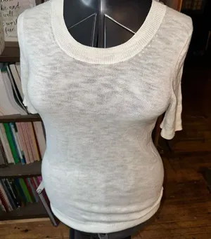 J Crew elevated basics minimalist lightweight shortsleeve S pullover White thumbnail 1