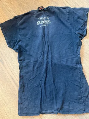 Harley-Davidson Black and White Script Logo V-Neck Shirt: Size Medium thumbnail 6