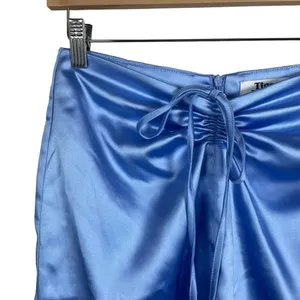 Tiger Mist Womens S Baby Blue Satin Ruched Drawstring Micro Mini Skirt Y2K thumbnail 9