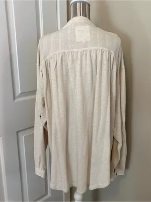 Aerie large oversized button up top layer comfy quiet luxury large preppy thumbnail 4