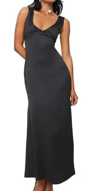 Princess Polly Lynsey V-Neck Satin Maxi Dress Size 8 thumbnail 1