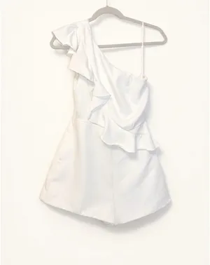 DO+BE White One-Shoulder Ruffle Romper – Size S thumbnail 4
