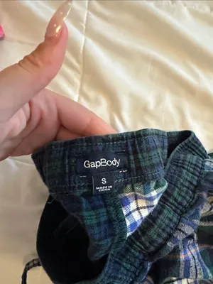 Gap GapBody Green & Navy Plaid Flannel pants thumbnail 2