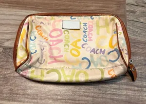 Coach Multicolor Graffiti Logo Cosmetic Bag thumbnail 1