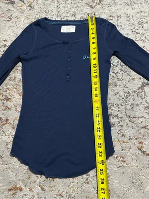Aeropostale Y2K Long Sleeve Henley Shirt size Medium blue thumbnail 7