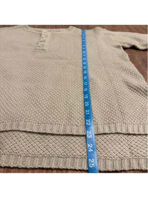 Women’s Half Button Down Sweater from Anna-Kaci L Oatmeal Beige Tan Oversized thumbnail 8