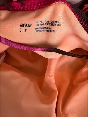 Aerie One Shoulder One Piece Swimsuit in Neon Peach & Pink Women’s Small thumbnail 8