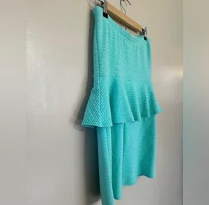 Deb Shops SALE! Mint Green Y2K Strapless Peplum Dress Size L Juniors EUC thumbnail 6