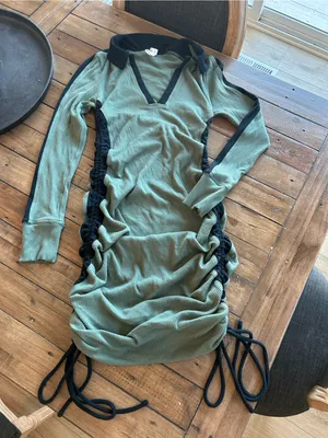 Anthropologie Daily Practice Colorblock Polo Midi Long Sleeve Green Dress S thumbnail 5