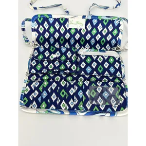 Vera Bradley Crossbody Wallet‎ Blue Floral Quilted Convertible Shoulder Purse thumbnail 4