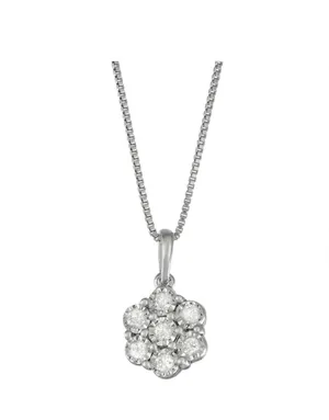 14K White Gold Over Sterling Silver 0.50 CTW Diamond Earrings and Necklace Set thumbnail 5