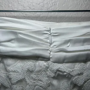 Naked Wardrobe White Sequin Lace Mini Skirt Ruched Satin Waist Pleated S nwot thumbnail 5