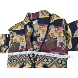 Vintage Carolina Colours Southwestern Tapestry Jacket Tribal Aztec Horses Size S thumbnail 8