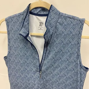 EP New York‎ Women's Golf Dress Blue White Basketweave Geometric Quarter Zip M thumbnail 5
