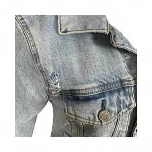 Abercrombie & Fitch Women XS‎ Denim Jacket Light Wash Distressed Classic Grunge thumbnail 4