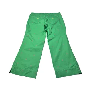 Lilly Pulitzer Green Anchor Embroidered Palm Beach Fit Wide Leg Crop‎ Pants 4 thumbnail 5