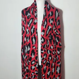 Colleen Lopez Red Leopard Print Open Front Shrug Size XL/1X Red Leopard Cardigan thumbnail 3