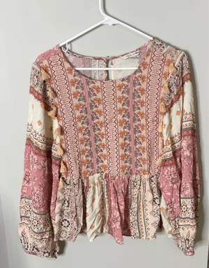 American Eagle Boho Tassel Peasant Bohemian Blouse Medium Excellent Condition thumbnail 1