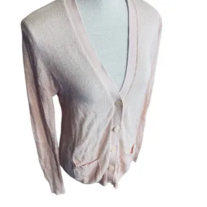 Old Navy Peach Button Cardigan textured boyfriend lightweight cotton blend‎ sz L thumbnail 2